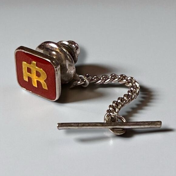 VTG Boy Scouts of America Camp Irondale Tie Pin Gold Tone Red Enamel Tie Tack